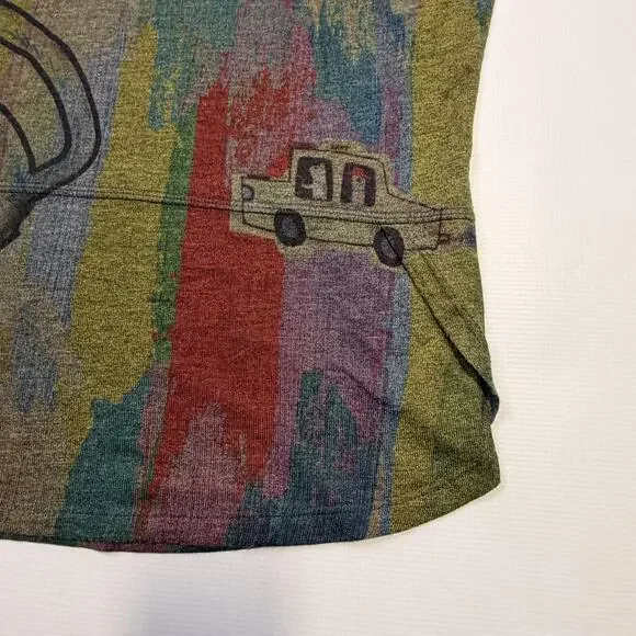 Inoah Shirt Womens Large Multicolor Dog Art Cowl Neck Long Sleeve Tunic Top - Picture 9 of 9